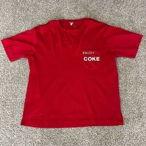 Vintage 80s Enjoy Coke Mesh Pocket Tee Women's L